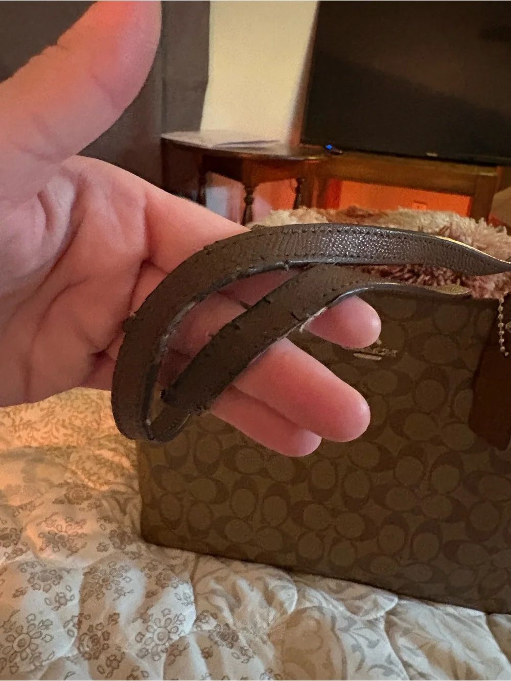 Coach Reversible City Tote in Signature Canvas Khaki Saddle Brown with pouch
